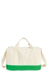 Favorite Daughter Logo Embroidered Canvas Duffle Bag In Natural Green