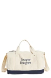 Favorite Daughter Logo Embroidered Canvas Duffle Bag In Natural Navy Blaze