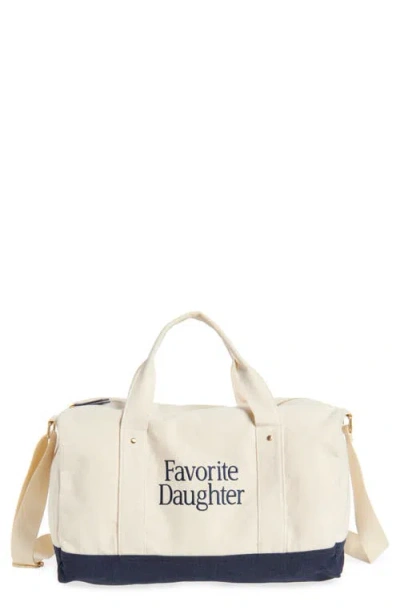 Favorite Daughter Logo Embroidered Canvas Duffle Bag In Natural Navy Blaze