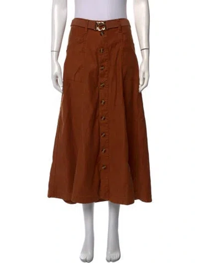 Pre-owned Favorite Daughter Long Skirt In Brown/orange