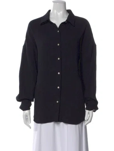 Pre-owned Favorite Daughter Long Sleeve Button-up Top In Black