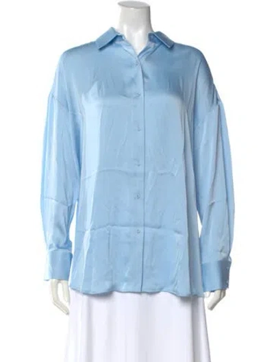 Pre-owned Favorite Daughter Long Sleeve Button-up Top In Blue