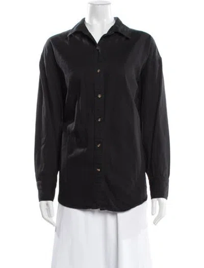 Pre-owned Favorite Daughter Long Sleeve Button-up Top In Gray