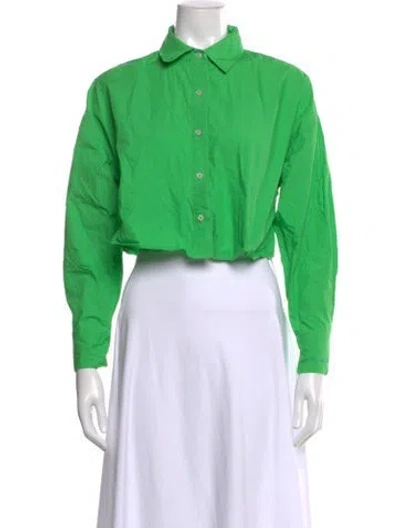 Pre-owned Favorite Daughter Long Sleeve Button-up Top In Green