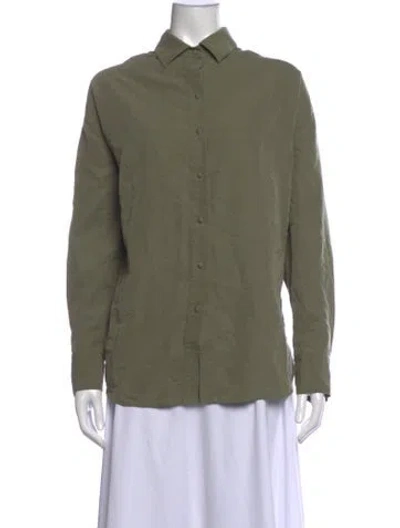 Pre-owned Favorite Daughter Long Sleeve Button-up Top In Green