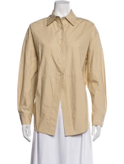 Pre-owned Favorite Daughter Long Sleeve Button-up Top In Neutrals