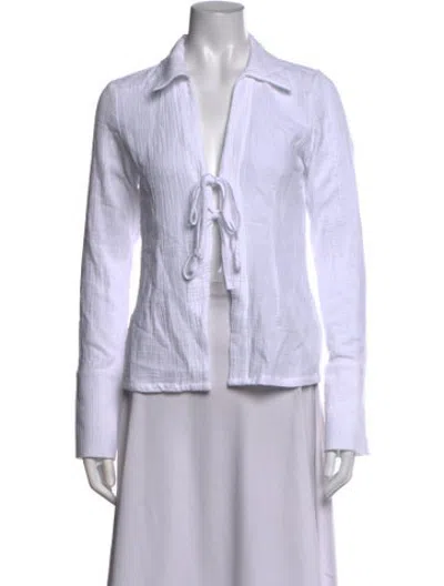 Pre-owned Favorite Daughter Long Sleeve Button-up Top In White