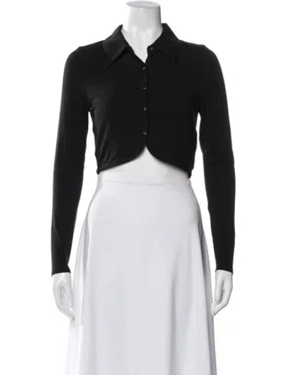 Pre-owned Favorite Daughter Long Sleeve Crop Top In Black