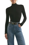 Favorite Daughter Long Sleeve Mock Neck Rib Top In Black