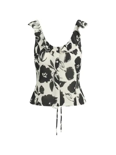 Favorite Daughter Love Note Floral-print Ruffled Top In White