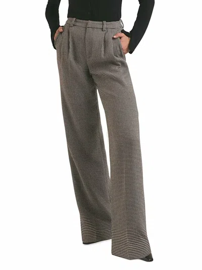 Favorite Daughter Low Favorite Mid-rise Wide-leg Pants In Black White Houndstooth In Gray
