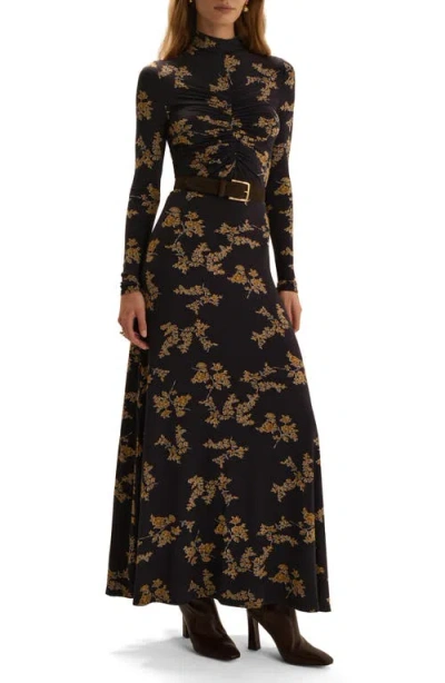 Favorite Daughter Lucia Mock Neck Maxi Dress In Navy Vine Floral