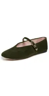 Favorite Daughter Margot Mary Jane Flats Moss Green In Animal Print