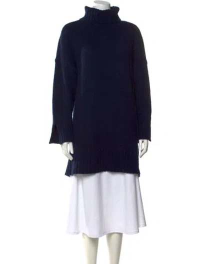 Pre-owned Favorite Daughter Merino Wool Mock Neck Sweater In Blue