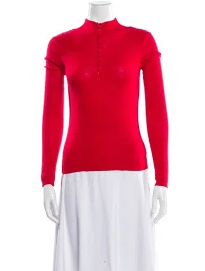 Pre-owned Favorite Daughter Merino Wool Mock Neck Sweater In Red