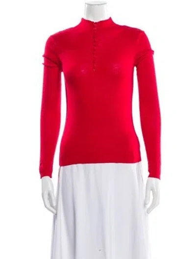 Pre-owned Favorite Daughter Merino Wool Mock Neck Sweater In Red