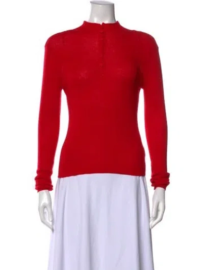 Pre-owned Favorite Daughter Merino Wool Mock Neck Sweater In Red