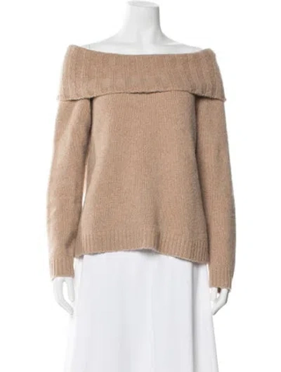 Pre-owned Favorite Daughter Merino Wool Off-the-shoulder Sweater In Neutral