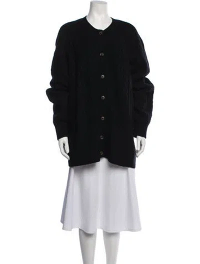 Pre-owned Favorite Daughter Merino Wool Open Front Sweater In Black