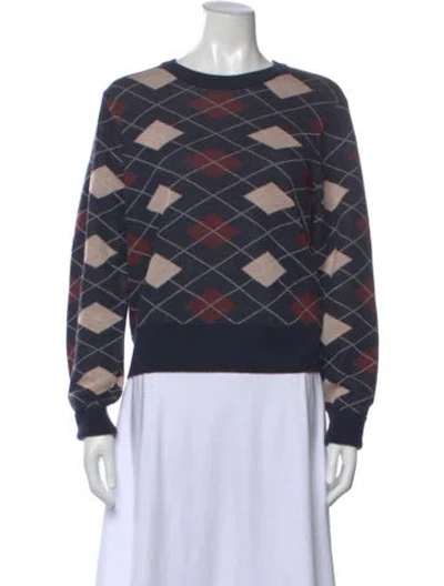 Pre-owned Favorite Daughter Merino Wool Patterned Sweater In Blue