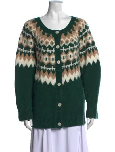 Pre-owned Favorite Daughter Merino Wool Patterned Sweater In Green
