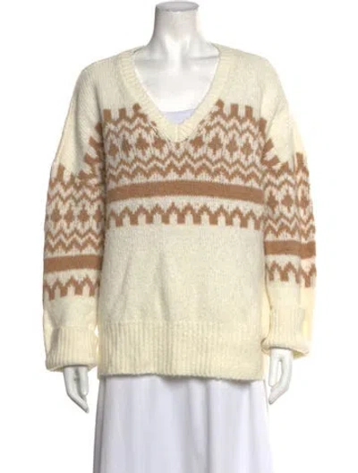 Pre-owned Favorite Daughter Merino Wool Patterned Sweater In Neutrals