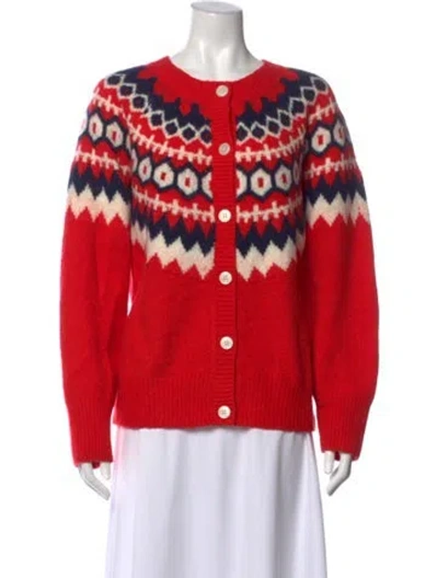 Pre-owned Favorite Daughter Merino Wool Patterned Sweater In Red