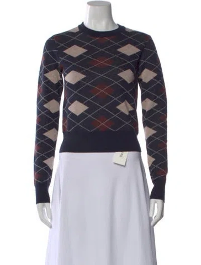 Pre-owned Favorite Daughter Merino Wool Printed Sweater In Blue