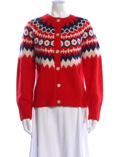 Pre-owned Favorite Daughter Merino Wool Printed Sweater In Red