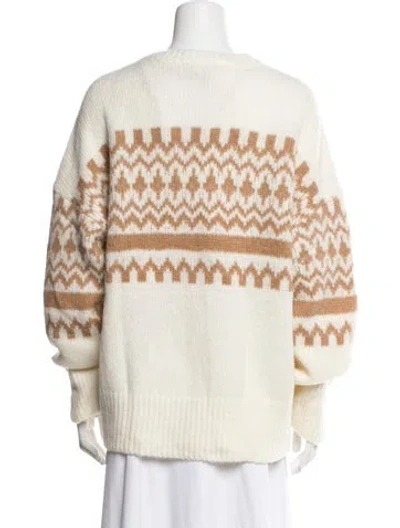 Pre-owned Favorite Daughter Merino Wool Striped Sweater In Neutral