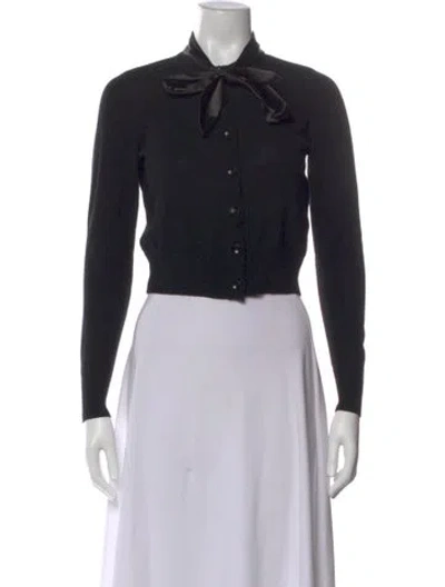 Pre-owned Favorite Daughter Merino Wool Tie Neck Sweater In Black