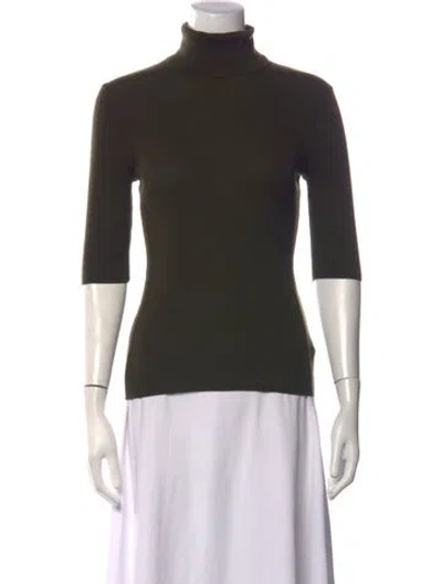 Pre-owned Favorite Daughter Merino Wool Turtleneck Top In Green