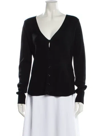 Pre-owned Favorite Daughter Merino Wool V-neck Sweater In Black