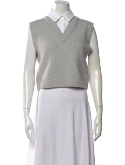 Pre-owned Favorite Daughter Merino Wool V-neck Sweater In Green