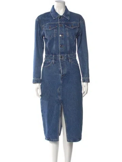 Pre-owned Favorite Daughter Midi Length Dress In Blue