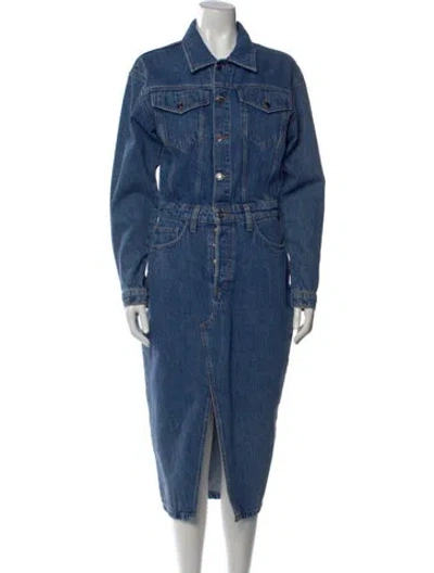 Pre-owned Favorite Daughter Midi Length Dress In Blue