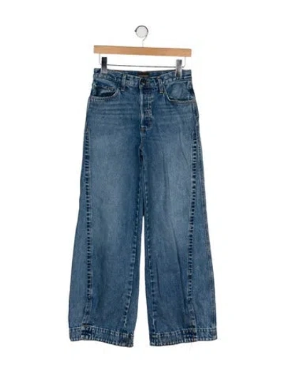 Pre-owned Favorite Daughter Mid-rise Wide Leg Jeans In Blue