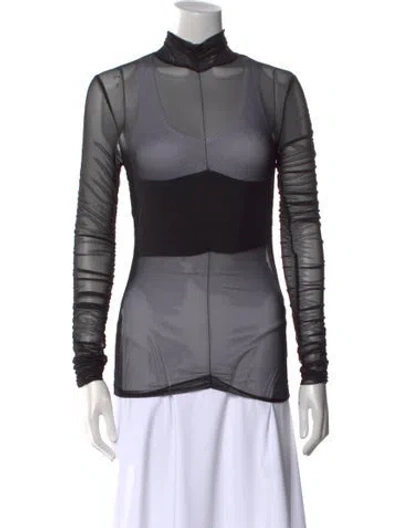 Pre-owned Favorite Daughter Mock Neck Long Sleeve Sweatshirt In Black