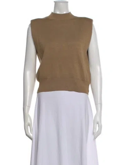 Pre-owned Favorite Daughter Mock Neck Sleeveless Top In Neutral