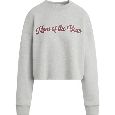 Favorite Daughter Mom Of The Year Crop Cotton Blend Sweatshirt In Gray