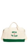 Favorite Daughter Mom Of The Year Embroidred Canvas Duffle Bag In Green