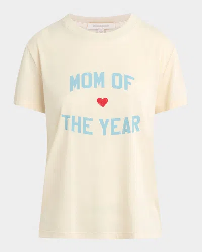 Favorite Daughter Mom Of The Year Tee In Gardenia W/baby Blue