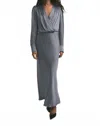 Favorite Daughter The Nita Long Sleeve Satin Maxi Dress In Gray
