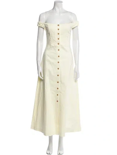 Pre-owned Favorite Daughter Off-the-shoulder Long Dress In Yellow
