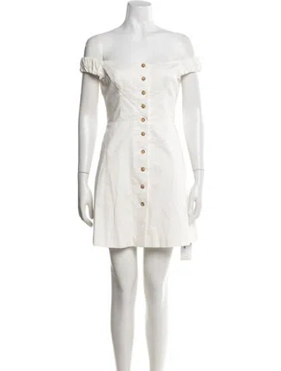 Pre-owned Favorite Daughter Off-the-shoulder Mini Dress In Neutral