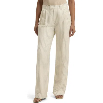 Favorite Daughter Paige Pinstripe Straight Leg Pants In Emerald Stripe
