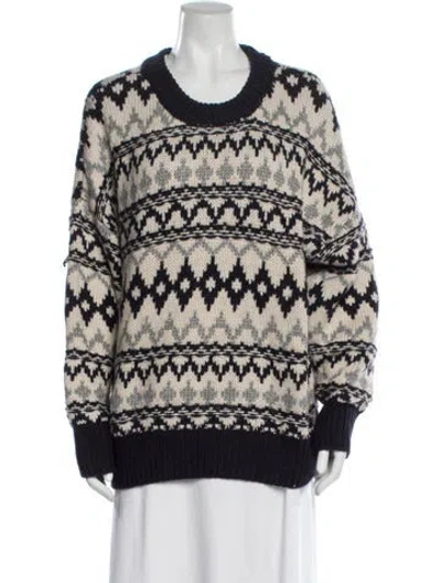 Pre-owned Favorite Daughter Patterned Crew Neck Sweater In Black