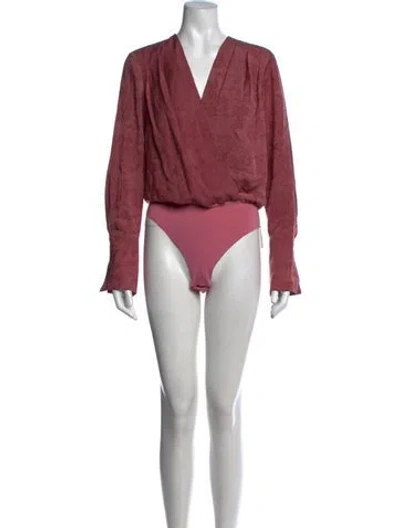 Pre-owned Favorite Daughter Patterned V-neck Bodysuit In Pink