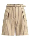 Favorite Daughter The Weekend Stripe Cotton Blend Shorts In Neutral