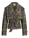 Favorite Daughter The Cropped Charles Countryside Plaid Trench Coat In Multi